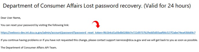 Password recovery email