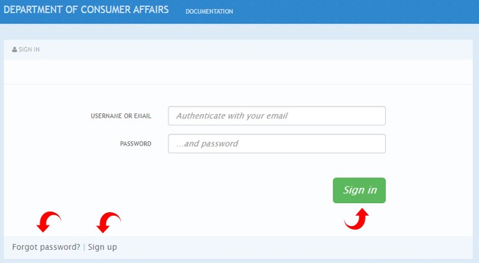 Sign-in page